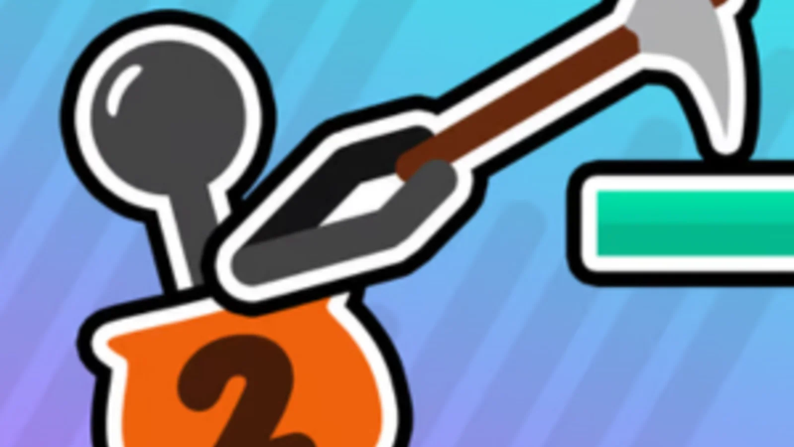 Stickman swinging over a set of spikes with pickaxe